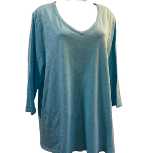 CHICO’S light blue cotton blend shirt SZ 4 NWT